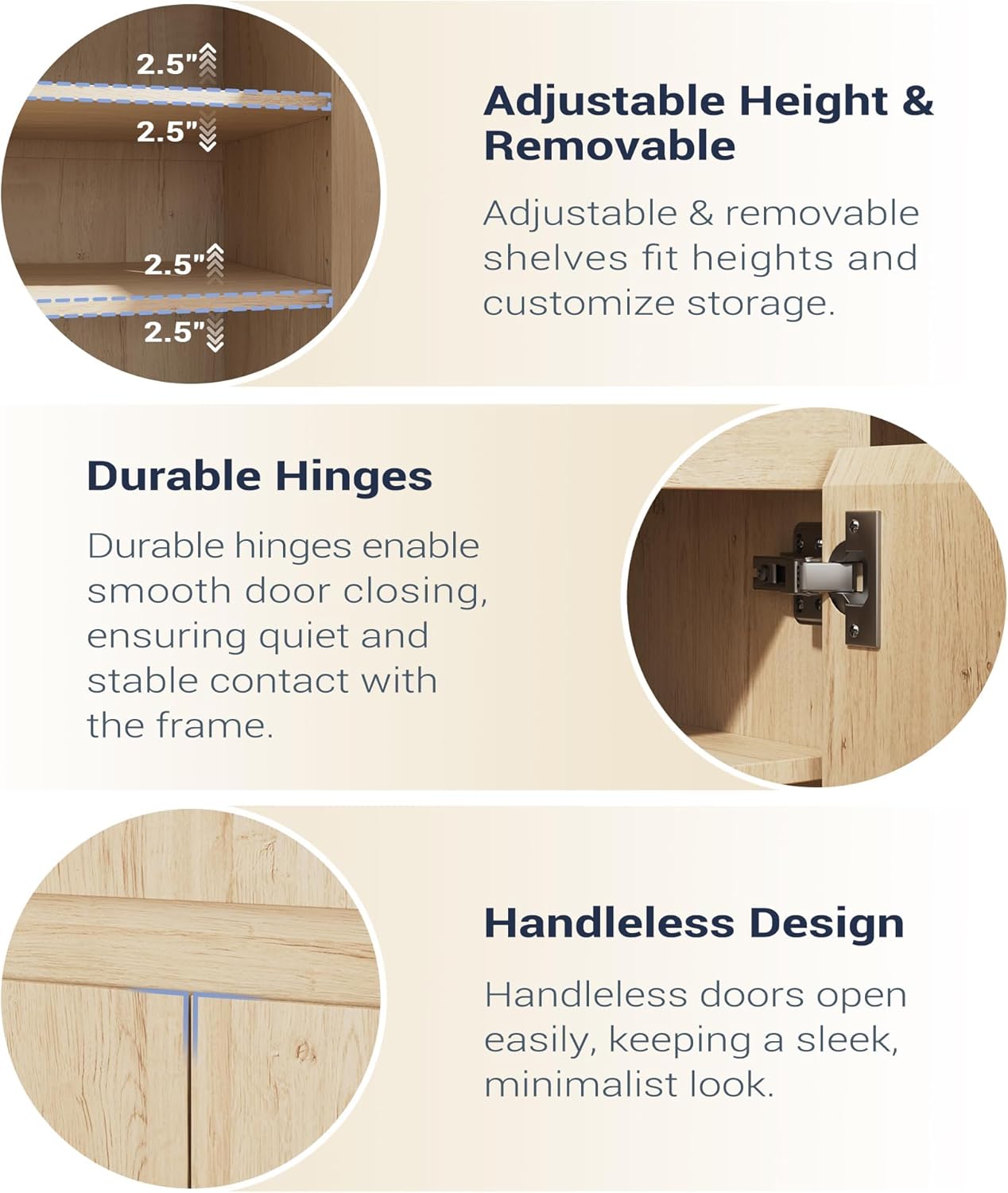 Shoe Cabinet Storage with 3 Doors, Freestanding Shoe Cabinet with Drawer & Adjustable Shelves, Wooden Shoe Organizer for Entryway, Hallway,Natural