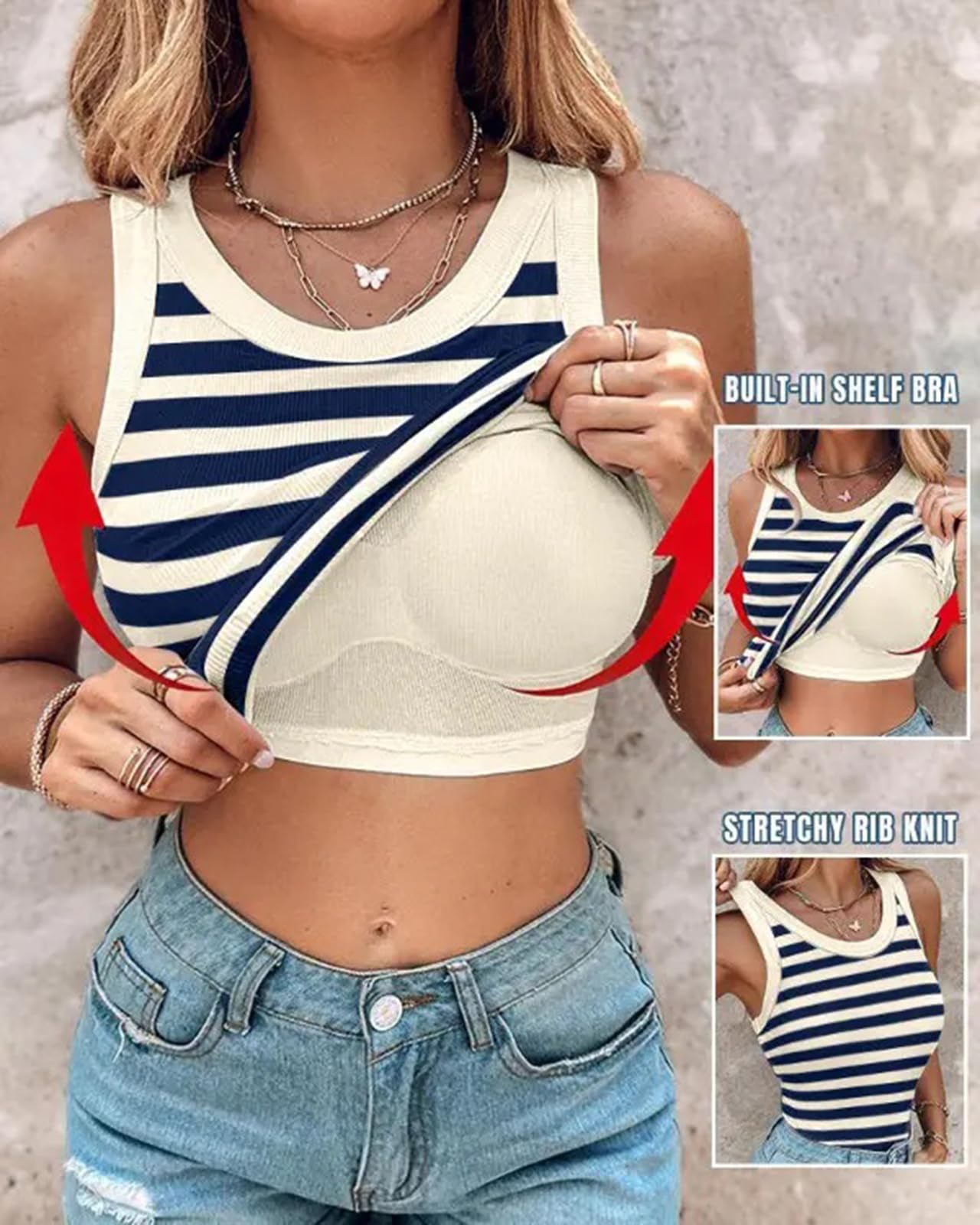 Camisetas sin Mangas acanaladas para Mujer con Sujetador Incorporado, Estilo Nadador, Ajustadas, básicas para Entrenar, Ajustadas, Informales.