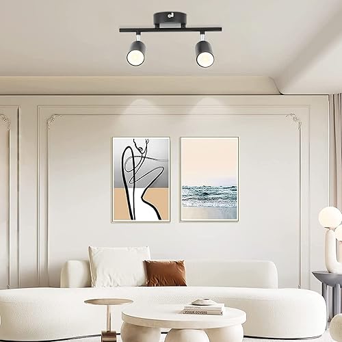 Miniatura 4 de YOUTHINK Modernos accesorios de iluminación de riel, montaje empotrado, soporte de luz de pista de techo con 2 luces giratorias, portalámparas