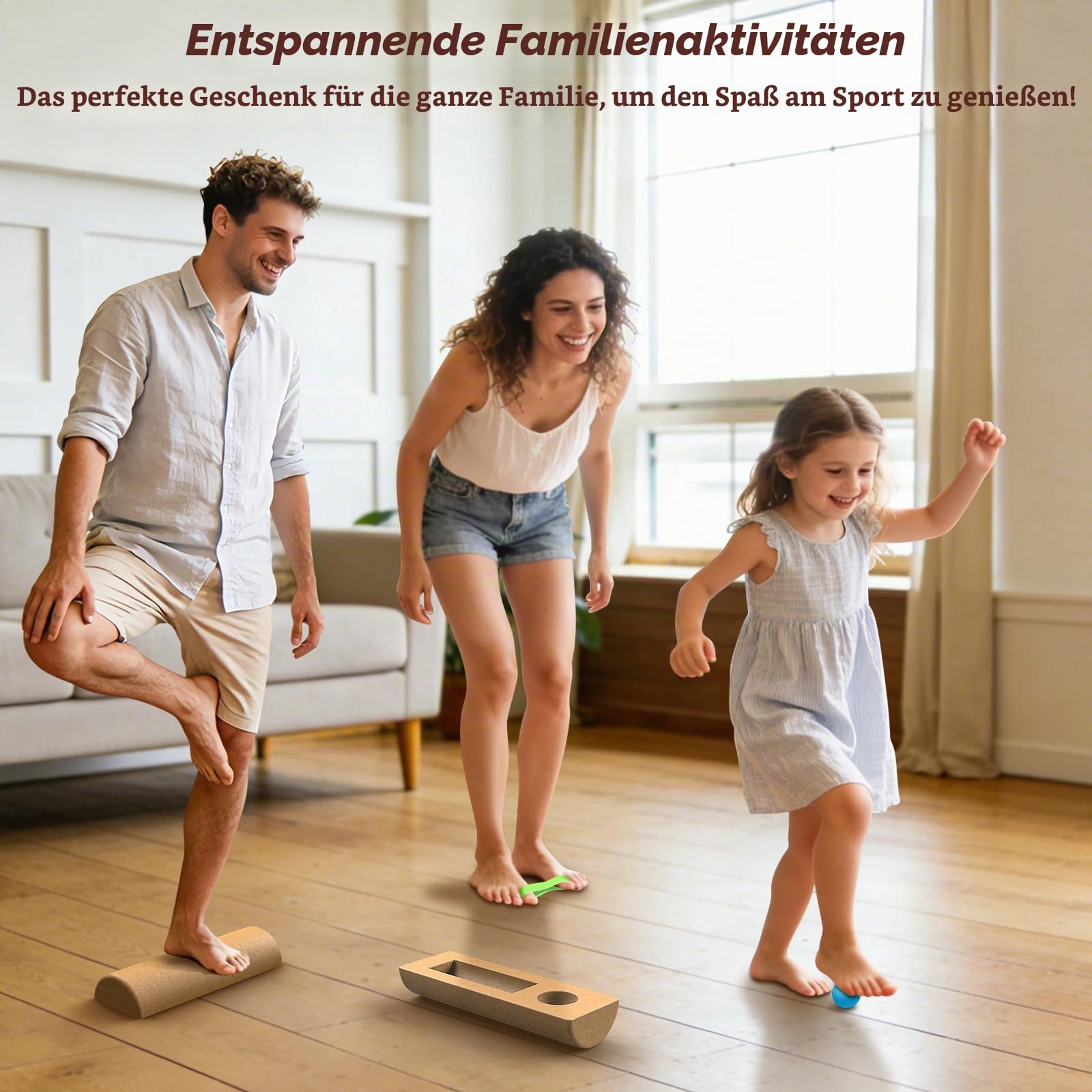Kork Balance Board | Sprunggelenk-Stabilitätstrainer mit strukturierter Naturkorkoberfläche und Widerstandsband – zur Schmerzlinderung am Fuß und Stärkung der Sprunggelenke | Balance-Trainer