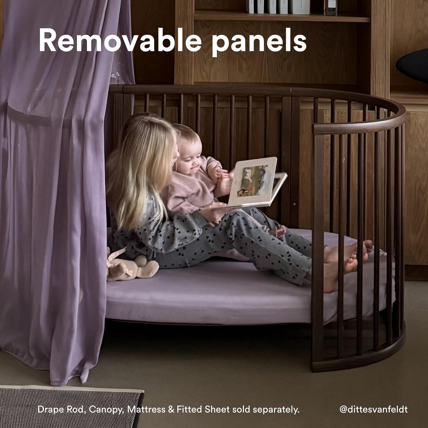 Stokke Letto Sleepi, Warm Brown - Letto ovale adatto dalla nascita fino ai 5 anni - Regolabile, elegante e flessibile - Telaio robusto in legno di faggio