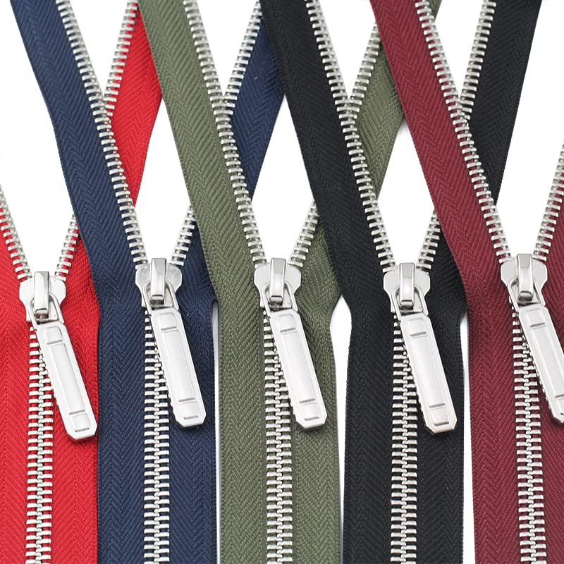 1Pc 70-150cm 8# Metallreißverschluss Open-End Auto Lock Single Open Silberzahn Dekor Reißverschluss DIY Jacke Mantel TextilzubehörZA137-Grau,8#,150cm