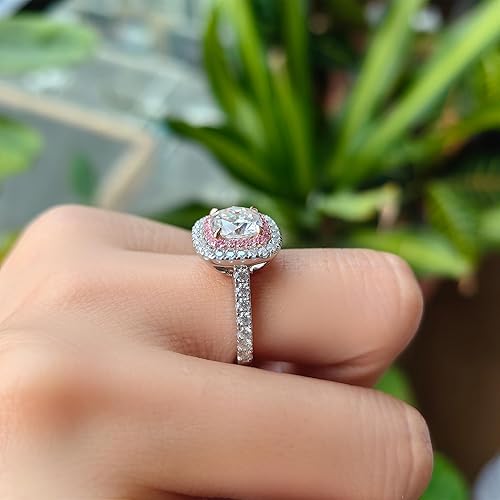 Miniatura 5 de DovEggs Anillos de moissanita para mujer, 2 quilates en el centro de 0.295 in GHI de corte cojín, moissanita cultivada en laboratorio, anillo de