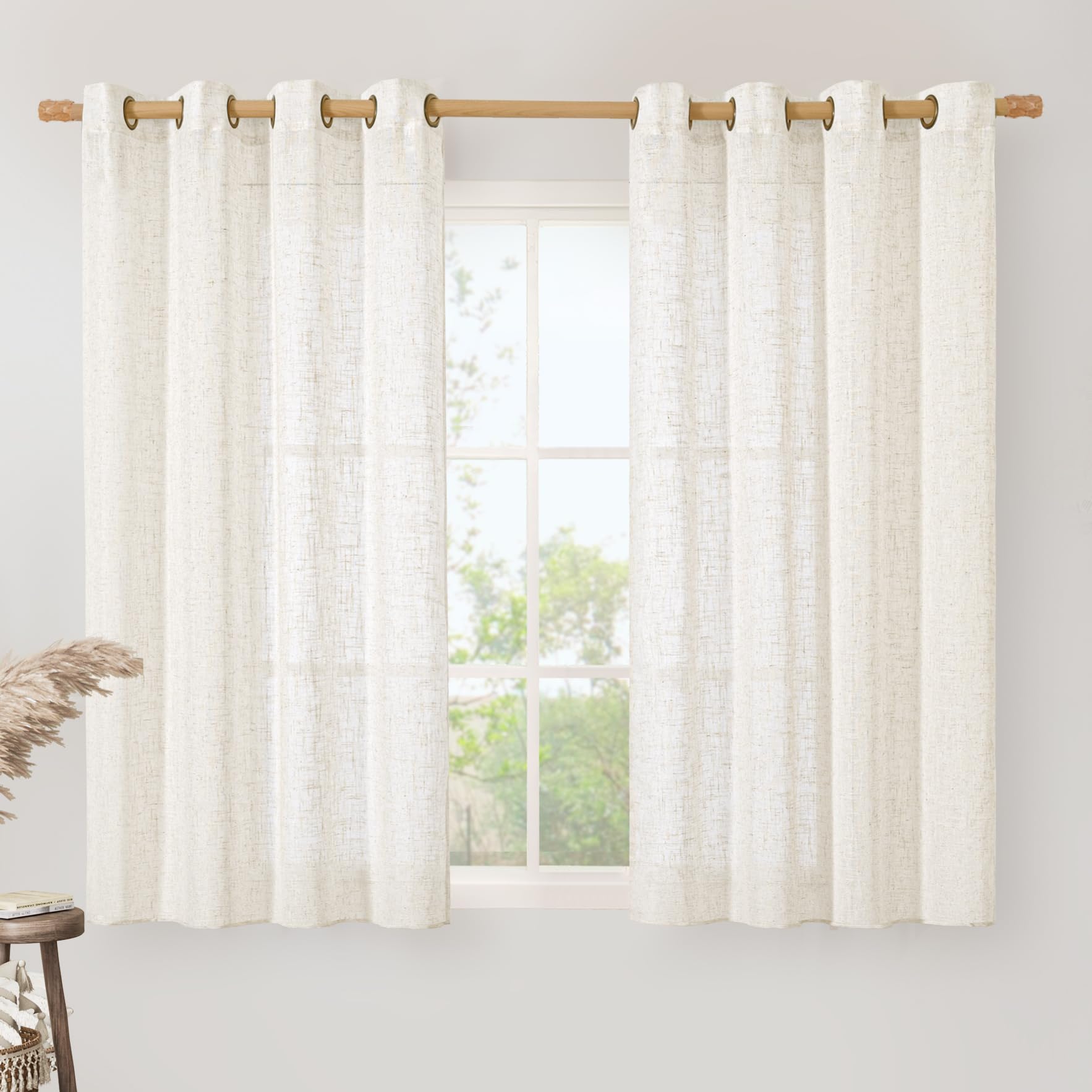 Photo 1 of LAMIT Linen Curtains - Cream, 52"W x 54"L (2 Panels)