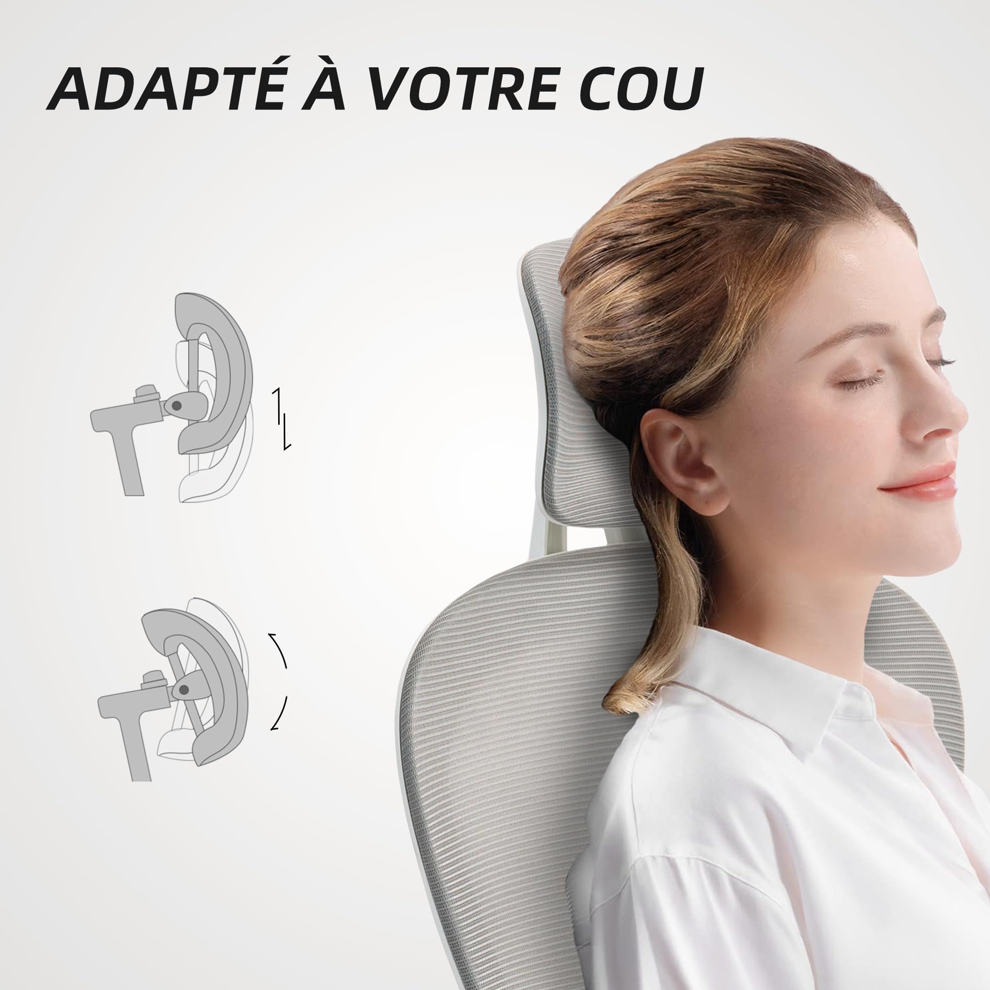 HOMCOM Chaise Bureau Ergonomique Fauteuil de Bureau Gris