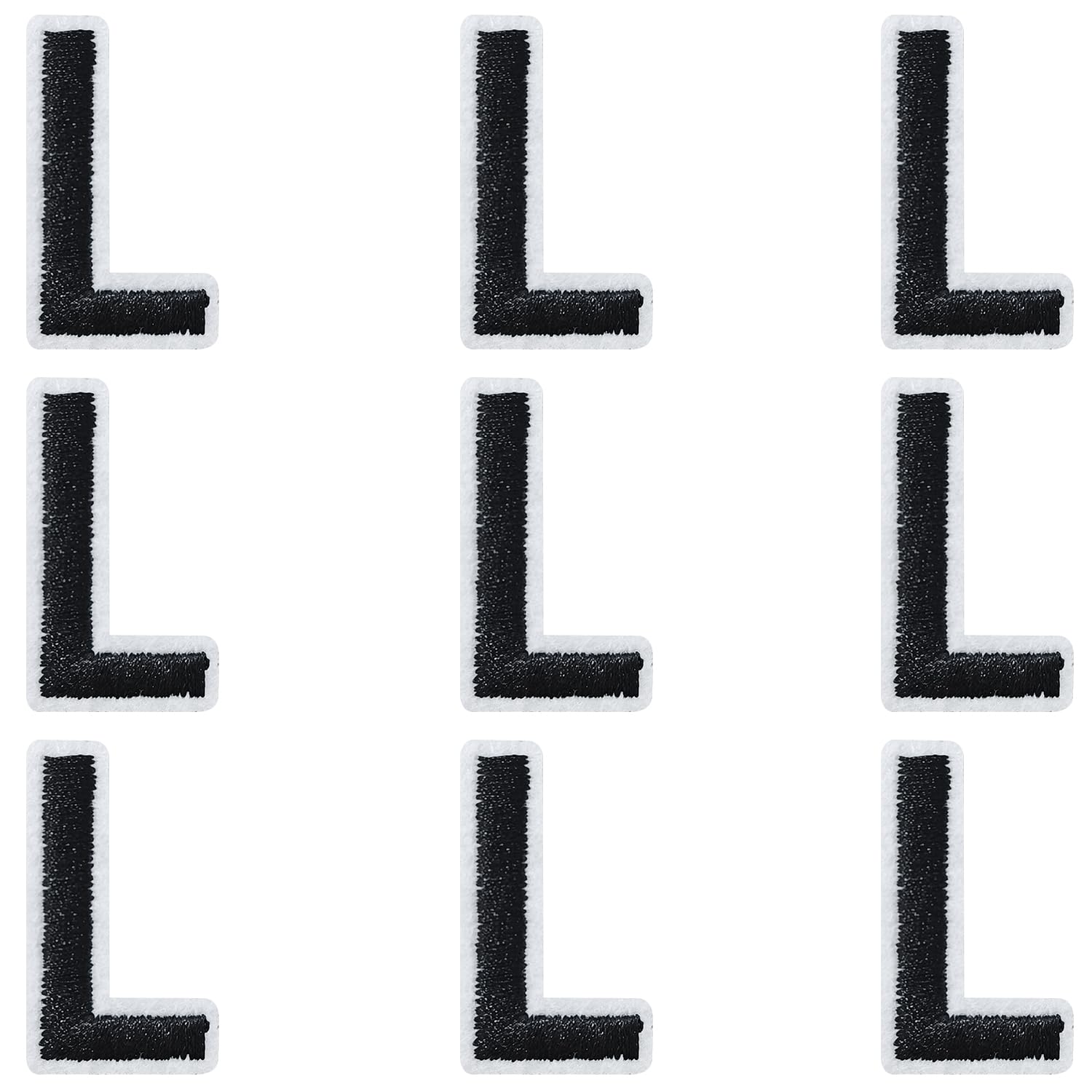 IANZE 9PCS Iron on Letter Patches, Black Letter L Patches Embroidered Letter Patch for Clothing, Jeans, Hats, T-Shirts, Backpacks, Etc. (Black-L)