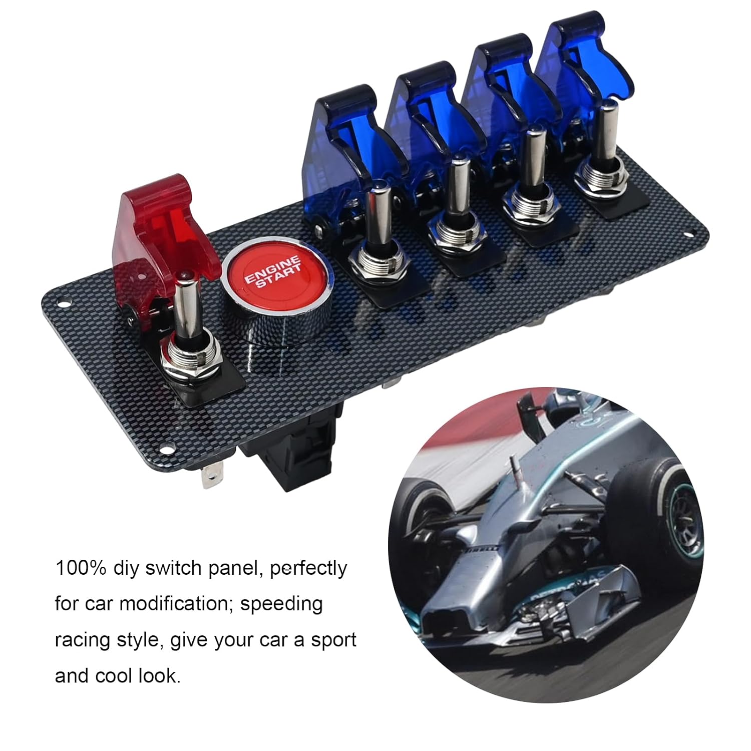 UOIENRT 12v Ignition Switch Panel, flip-up car Engine Start Push Button led Toggle Replacement for Racing Sport Competitive car