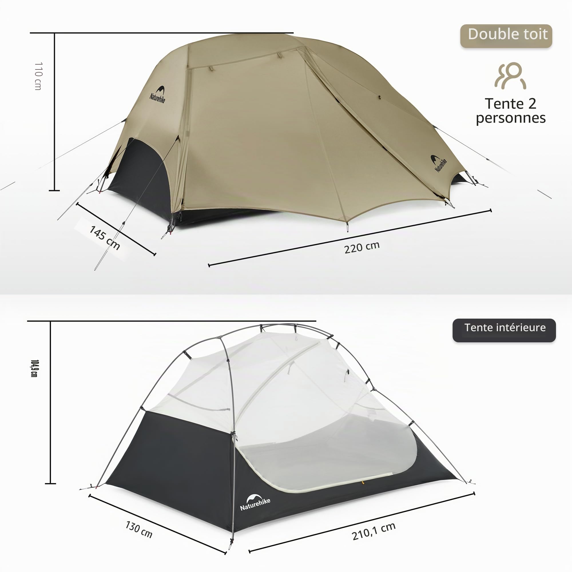 Naturehike Star River Tente de randonnée 4 saisons ultra légère double couche étanche pour randonnée, trekking et camping sauvage