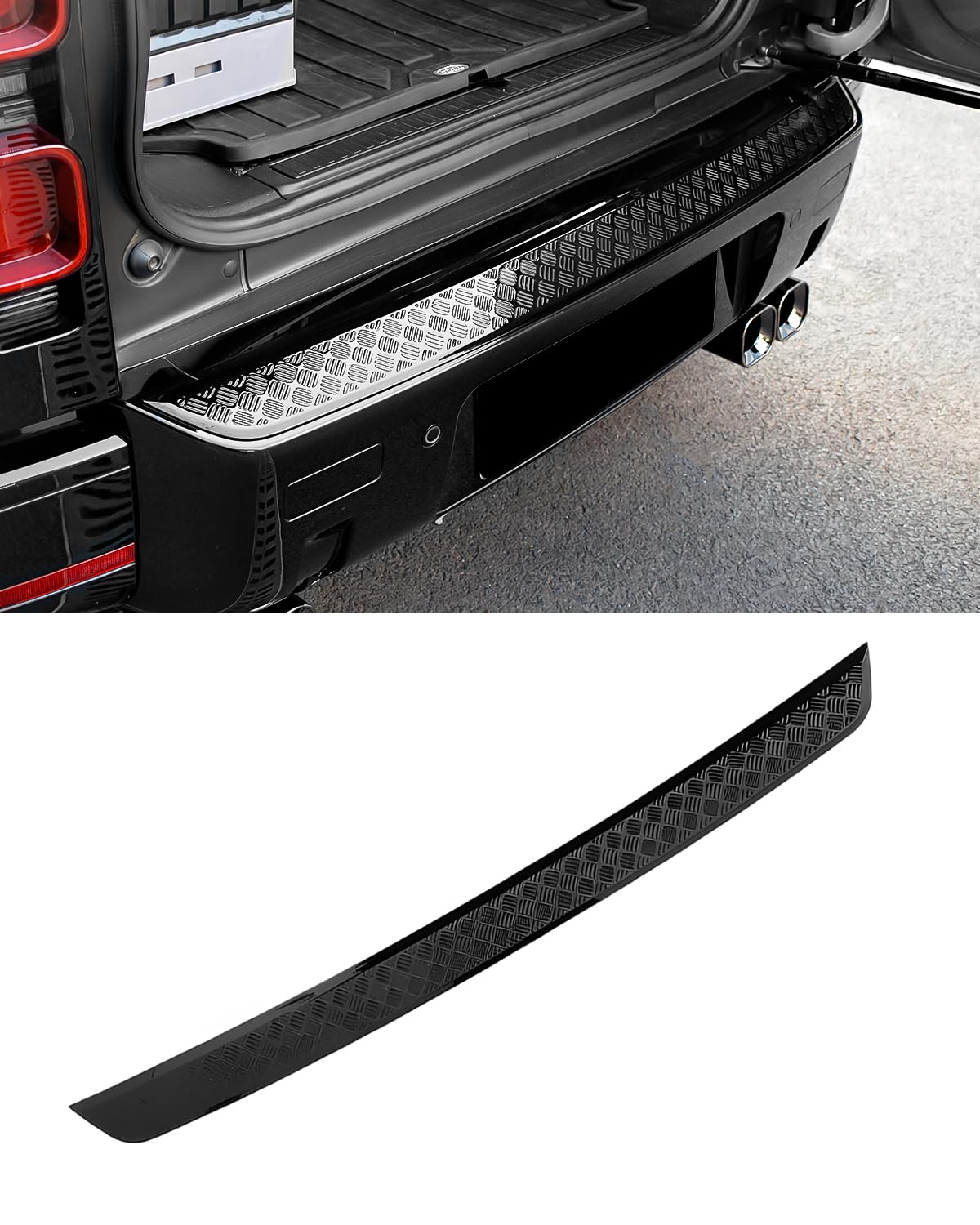 Photo 1 of Rear Bumper Anti-Scratch Guard Protection Cover Compatible with Land Rover Defender 90 110 130 2020-2026 Exterior Accessories Black Bumper Cover (Glossy Black Bumper Cover)