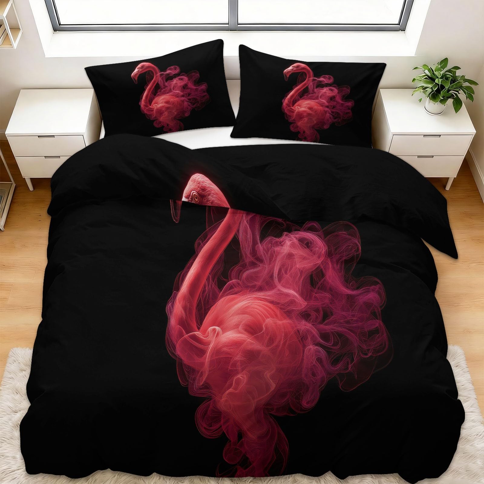 Fermeture éclair sur cette parure de lit flamant rose pour changer vos draps sans aucun effort