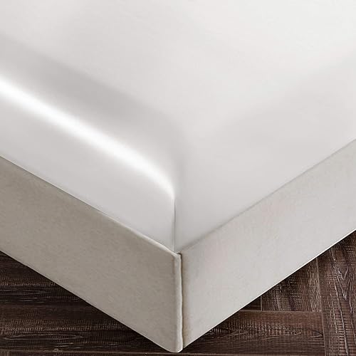 Miniatura 4 de SiinvdaBZX - Juego de sábanas de satén de tamaño King, 4 piezas ultra sedosas, suaves, de satén blanco marfil con bolsillo profundo, 1 sábana