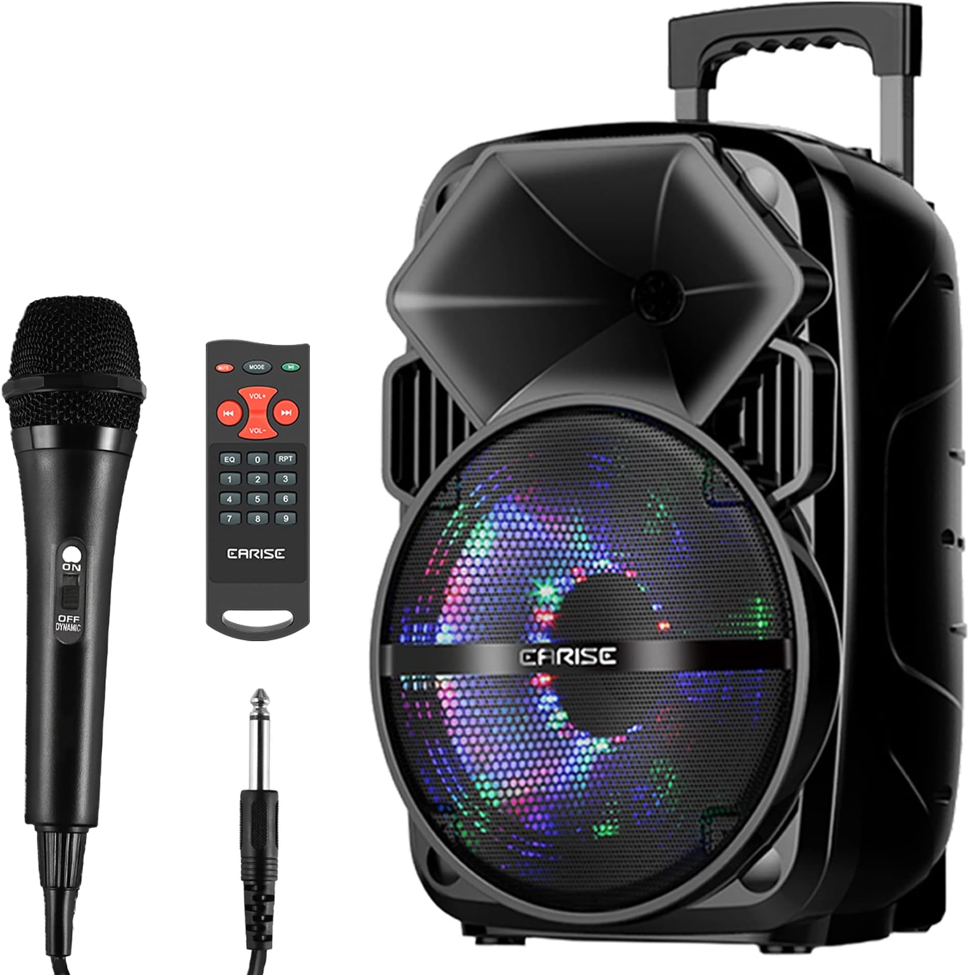 Small Bluetooth PA Speaker System with Wireless Microphone | 8 Inch Portable Outdoor Karaoke Machine | Fun Wireless Speaker for Party | EARISE V30A