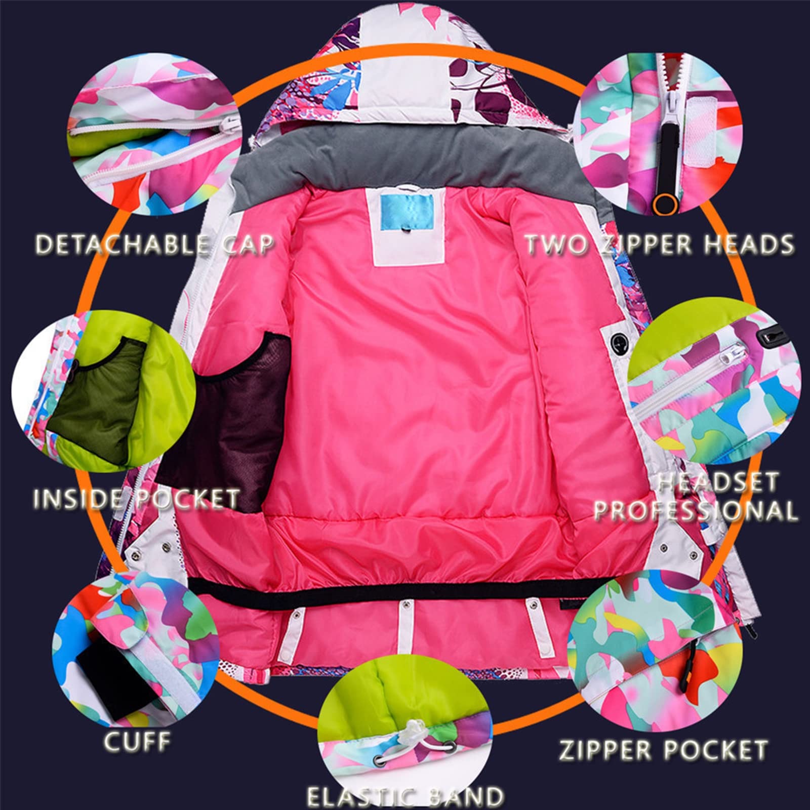 DZQUY Chaqueta De Esquí Impermeable Chaqueta Y Abrigo De Montaña Al Aire Libre De Lana A Prueba De Viento De Invierno con Capucha Abrigos De Snowboard con Múltiples Bolsillos