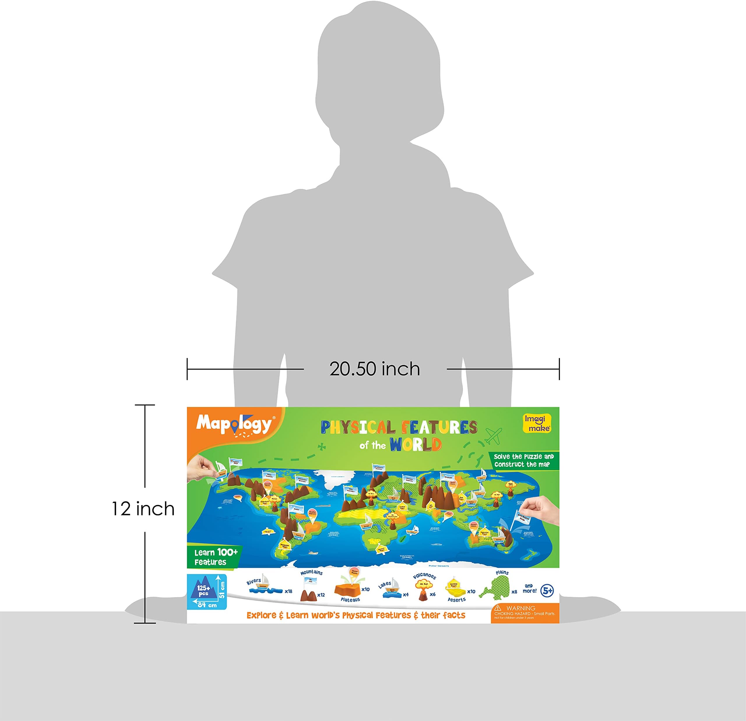 Imagimake Mapology Physical Features of World - 3D World Puzzle & Jigsaw for Kids | STEM Learning & Educational Toys | Gifts for Boys & Girls 5-12 Years | Boys Toys