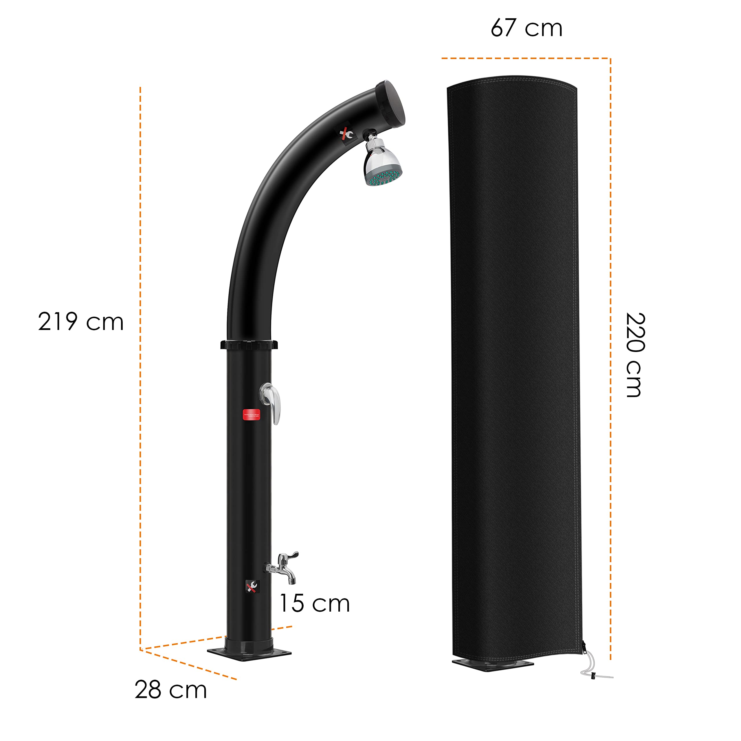 KESSER® Ducha solar de jardín, Arco de ducha solar incluido. Capó de protección agua caliente | 20 litros | Máximo 60 °C sin conexión a la red eléctrica | Ducha de piscina Camping