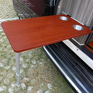 Rv Folding Table, Rv Wall Mounted Table, Dining Tables, Camper Tables, with 2 Water Cup Slots, for Motorhome, Boat, Outdoor Camping Picnic, Multifunctional,Grey