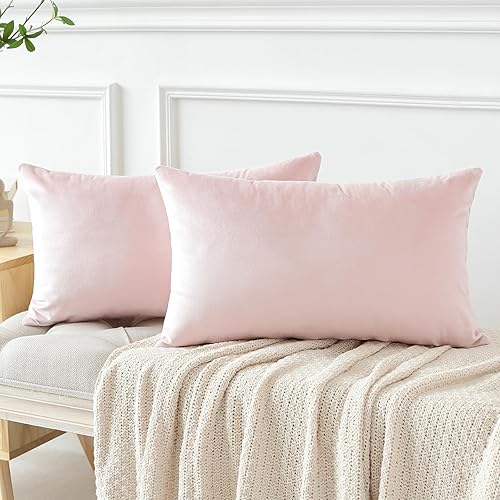 Miniatura 8 de OTOSTAR Paquete de 2 fundas de almohada decorativas de terciopelo suave y sólido de 16 x 24 pulgadas, fundas de almohada lumbares, fundas de