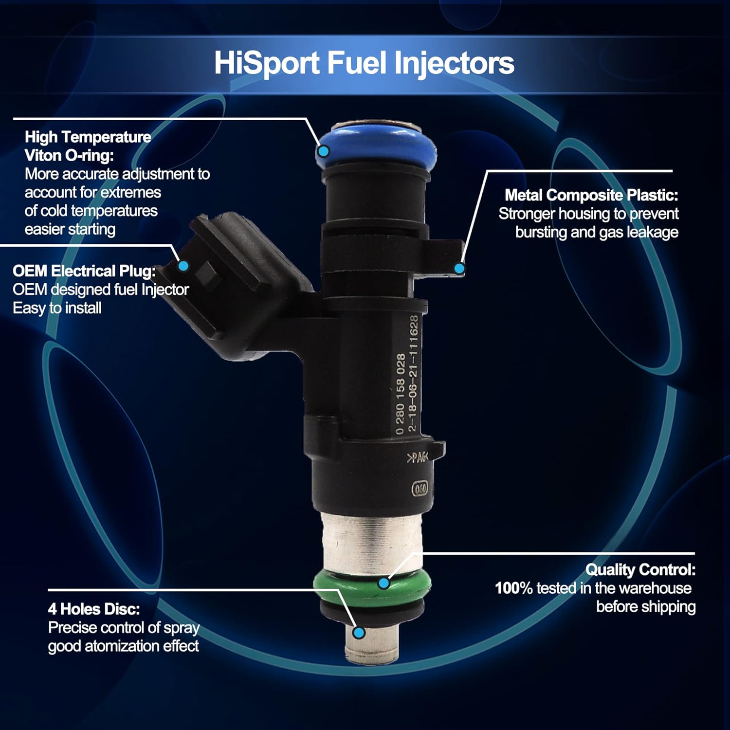 HiSport Fuel Injector 6 PCS 0280158028 04591986AA Compatible with Chrysler 300 V6 2.7L 3.5L 2005-2010,Compatible with Dodge Avanger Magnum 2.7L 3.5L