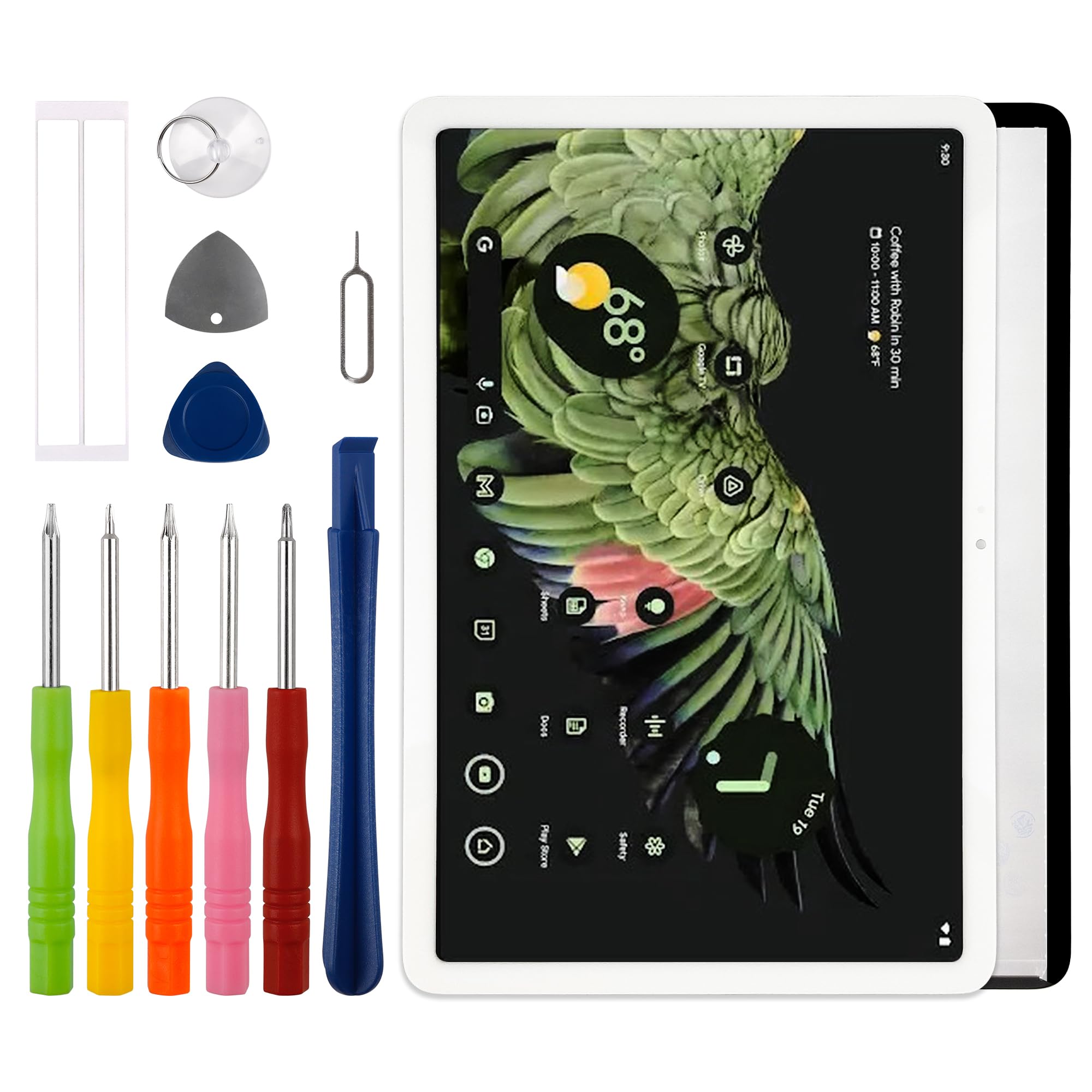 Display LCD da 10,95", compatibile con Google Pixel Tablet 11 pollici 2023, display LCD touch screen digitalizzatore, montaggio con kit di strumenti di riparazione, bianco