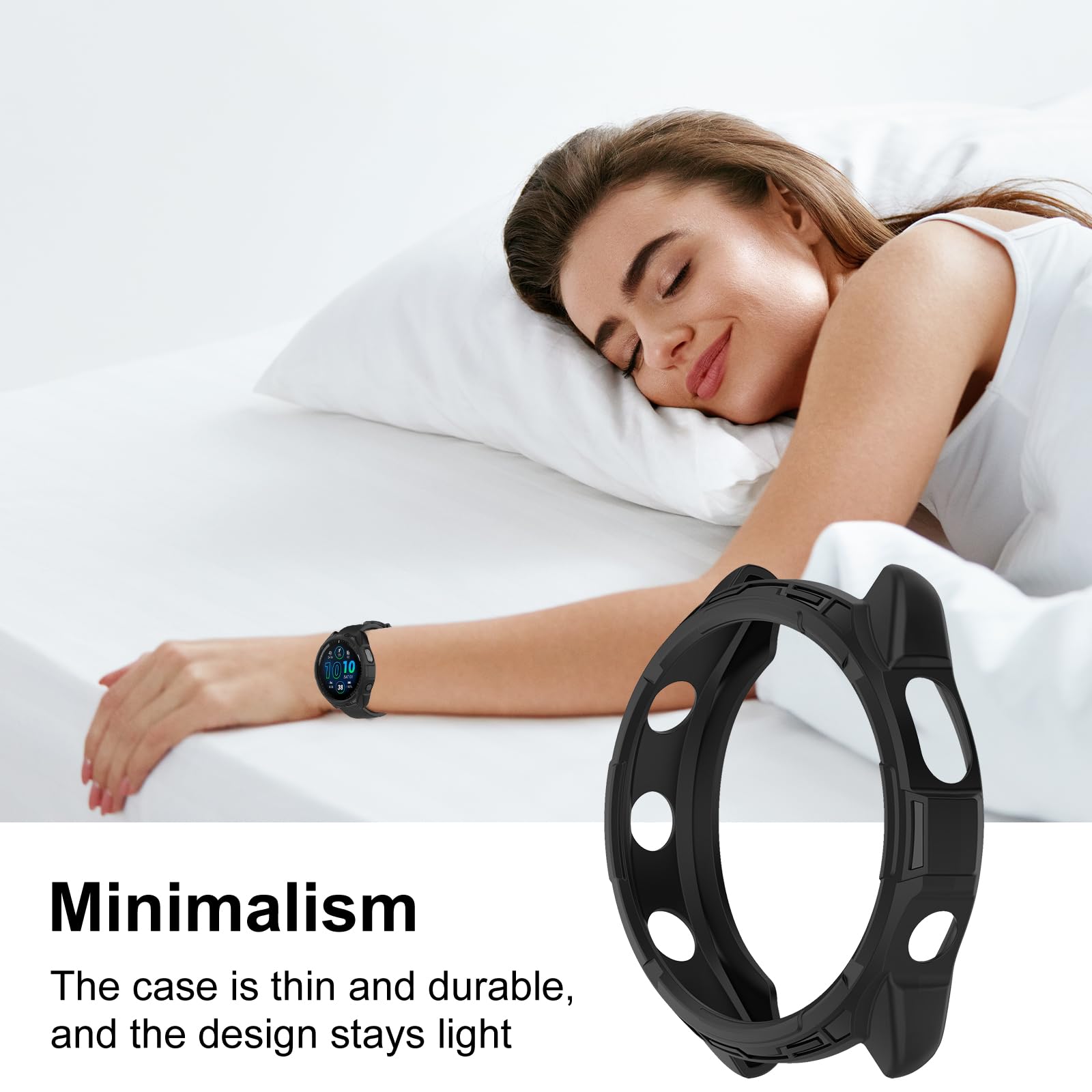 Coque Silicone TPU Garmin Forerunner 965 - Protection Anti-Choc Anti-Rayures Noire Ultra Fine