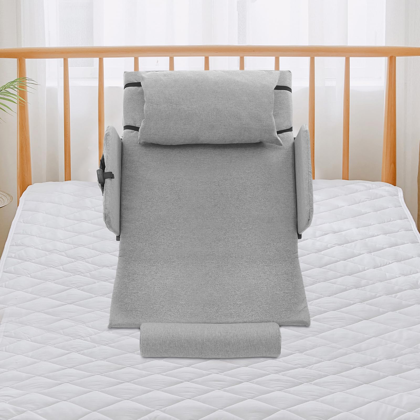 Dossier de lit réglable électriquement avec fonction de levage, dossier de lit réglable électrique, support de dos auxiliaire électrique conçu pour les personnes âgées, handicapées ou patients (gris)