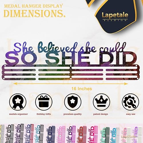 Miniatura 51 de Soporte de medallas deportivas para colgar medallas, estante de pared de 16 pulgadas de largo, premios, cinta, animación, gimnasia, fútbol, softbol
