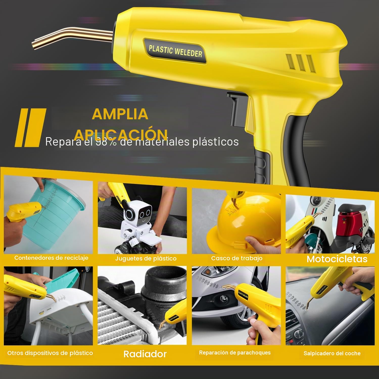 200W Soldador de Plástico,Plástico Soldadura Máquina con 900PCS Grapas,Kit de Reparación de Parachoques de Coche para la Reparación de Piezas de Plástico Automotrices
