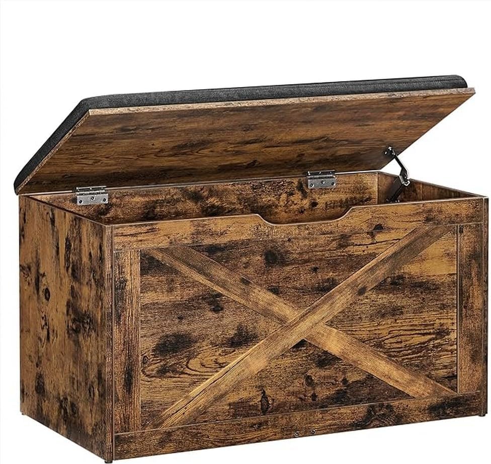 Coffre En Bois De Rangement Avec Couvercle - 70 X 40 X 38 Cm - Finition Chêne Sonoma - Pour Salon, Chambre, Couloir