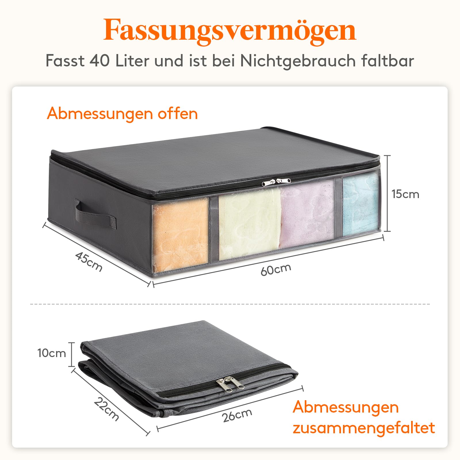 Lifewit 3 Stück 40L Unterbett Aufbewahrungsbox, Faltbare Unterbettkommode - Image 2