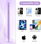 Universal Stylus Pen for iPad iPhone Android Tablets, No Bluetooth or Pairing Needed, USB-C Fast Charging, 4 LED Battery Indicators, Works with Most Touchscreen Devices,Purple