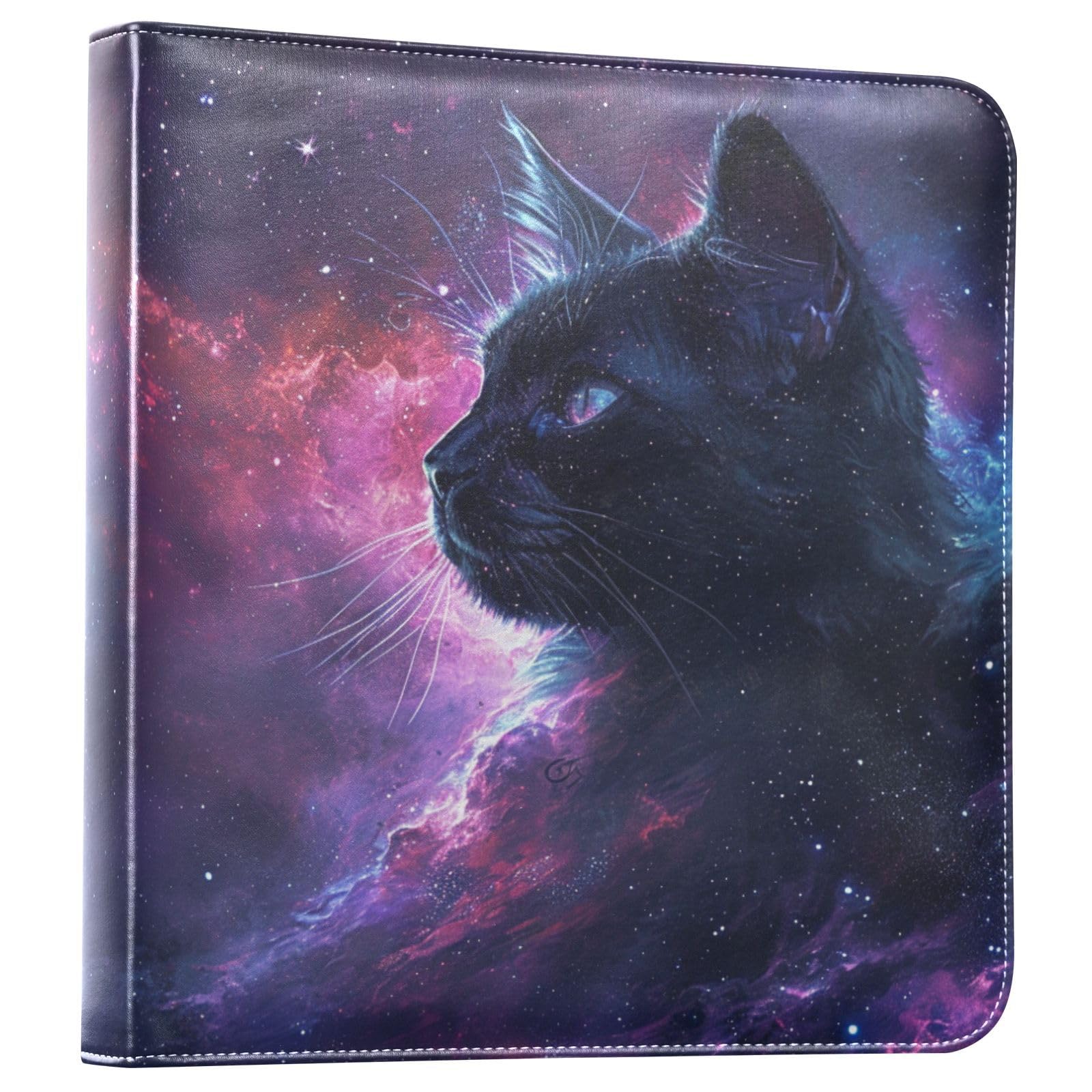 JIPONI Cat Starry Sky Large Photo Album, DIY Leather Cover Scrapbook Albums for 4x6 5x7 6x8 Pictures, Self Adhesive Memory Book for Wedding, Baby, Family
