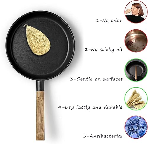 Miniatura 4 de Esponja natural para platos de lufa paquete de 10 esponjas de verduras Miw Piw para cocina, 100% biodegradable, compostable, almohadilla de