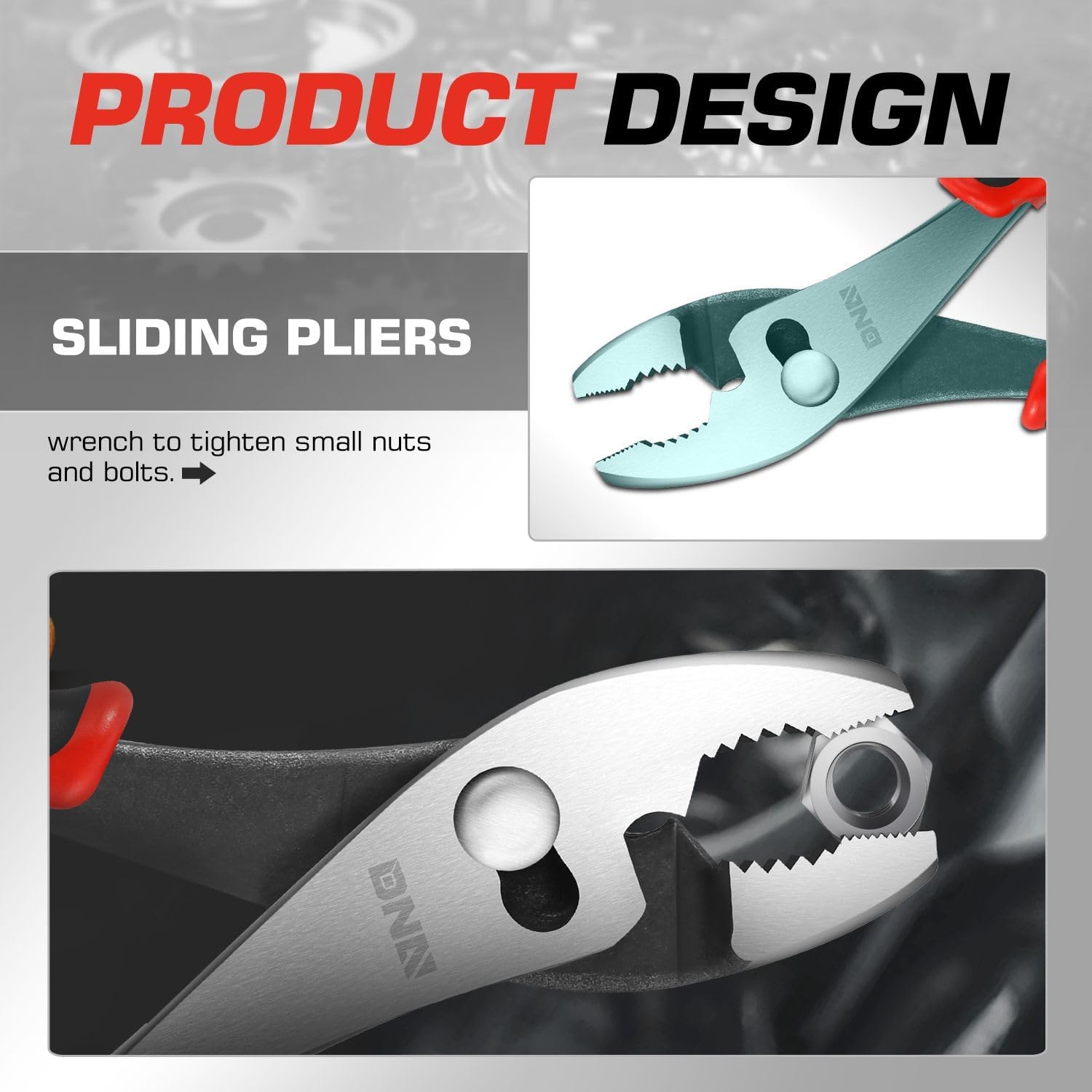 DNA Motoring TOOLS-00069 8 inch Slip Joint Pliers - Durable Jaws Pliers w/Milled Teeth, Rubberized Non-Slip Handle