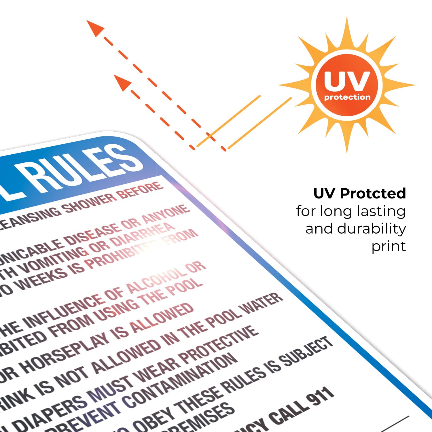 Washington Spray Pool Rules Sign, Complies with State of Washington Pool Safety Code, 18x24 Inches, 55 mil Thick HDPS (high Density polystyrene), Made in USA