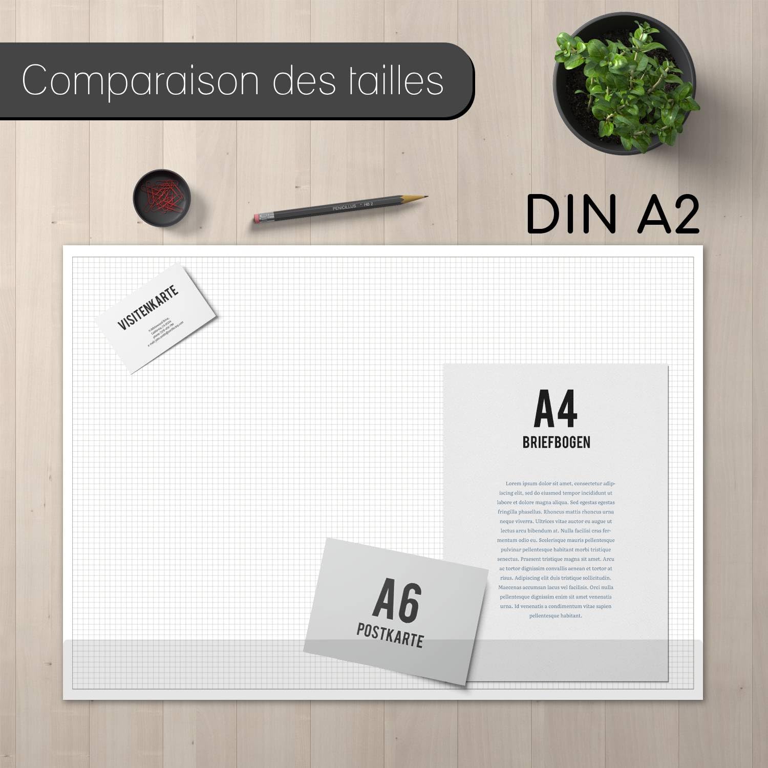 younikat Sous-main de bureau A2 quadrillé 5 mm 2 pcs 40 feuilles - dv1236 | Papier offset 80 g/m², 42 x 59,4 cm, quadrillage 5 x 5 mm, 40 feuilles, carton gris, collage haut et bas