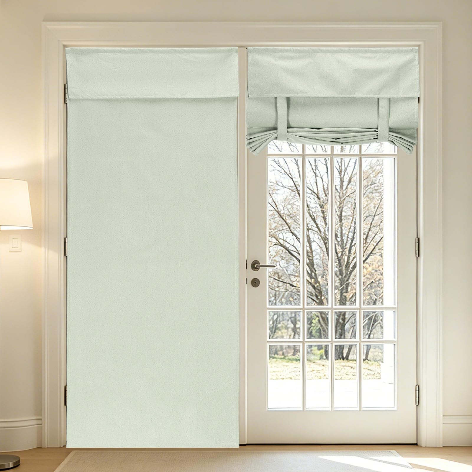 sourcing map 1 PC 100% Blackout Side Door Curtains, 66x203 cm French Door Window Curtain Thermal Insulated Tie Up Door Shade Decoration for Bedroom Kitchen Small Window, Silver Gray