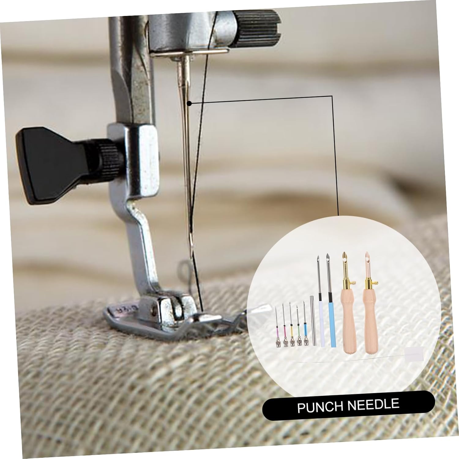 WEKAMOS Punch Needle Embroidery Kit for Beginners Tip Punch Tool 10 Colors Threads Sewing Needles Set for DIY Craft Projects