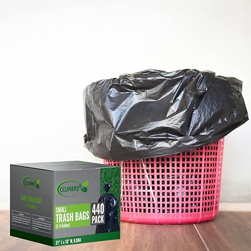 Miniatura 4 de Bolsas de basura de 4 galones (420 bolsas) pequeñas para baño, bolsas de basura de colores, paquete de 3 galones (420 unidades, 6 colores)