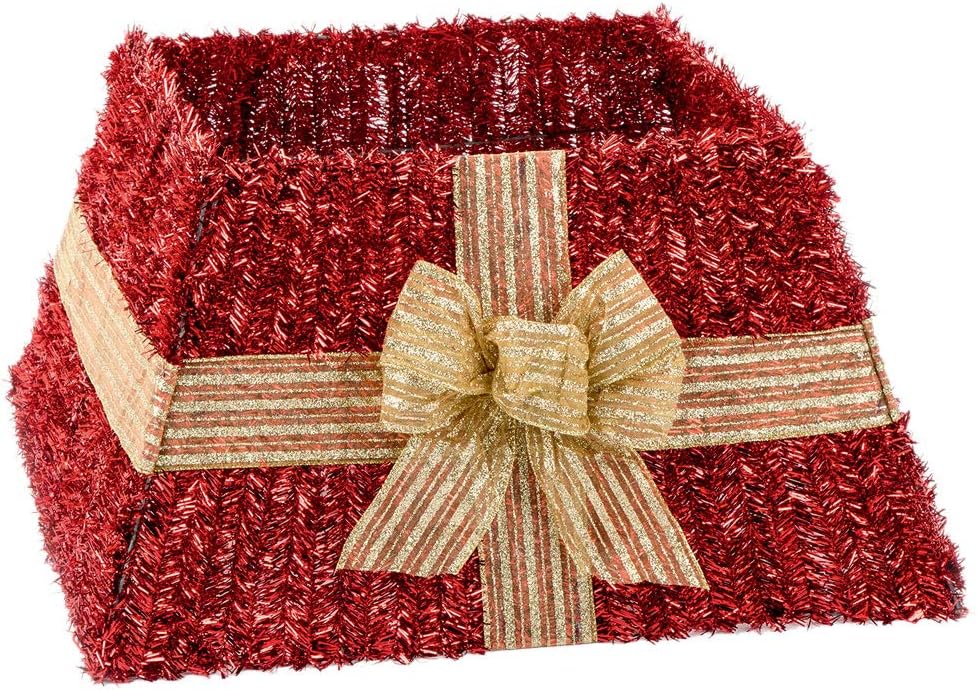 Peeks 50cm x 32cm Red Tinsel Christmas Xmas Tree Skirt Gift Present Decoration