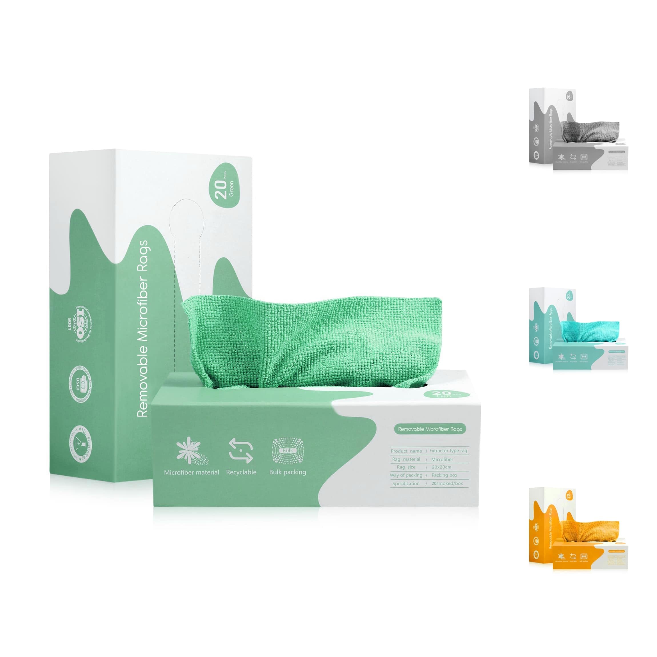 NeoLavish 20x Premium Microfiber Cleaning Cloth - Reusable Wipes Box - Multi-Purpose Microfiber Towel for Home Kitchen Garage Car Bathroom - Automotive Care - Easy Cleaning All Surfaces - Matcha Green