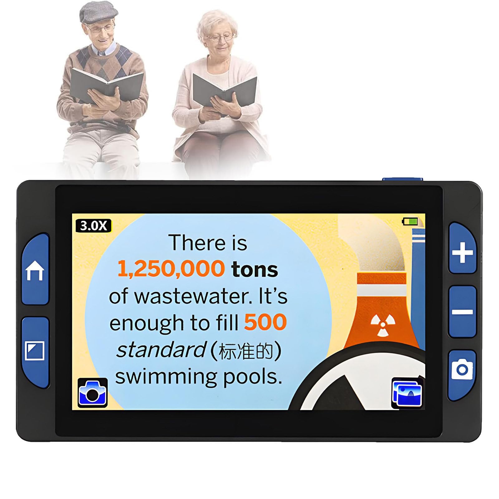 NYANS Digital Magnifier, 5.5 Inch Portable Reading Aid with 3X-32X Zoom, 26 Color Modes, AV/HDMI Output for TV, Ideal for Low Vision and Small Print Reading