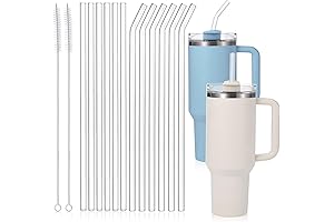 12-Piece Glass Straws Compatible with Stanley Cups