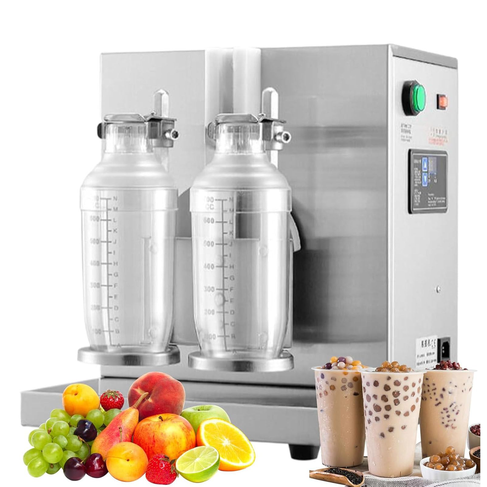 Elektrischer Milchtee-Shaker, gewerbliche Doppelbecher-Milchtee-Shaker-Maschine, 340 U/min Milchtee-Shaker-Maschine aus Edelstahl,