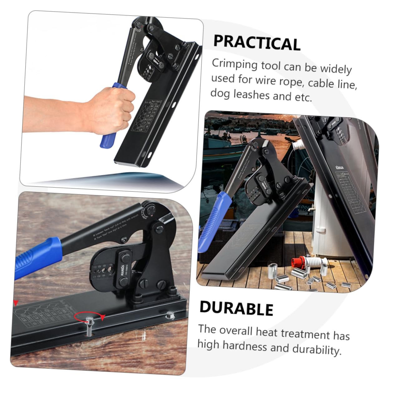 Alicates de Crimpeado de 8 Formas de Acero al Carbono para Cables | Funda de Aluminio, para Cable Line y Dog Leashes, Prensado de Manga Cobre o Aluminio