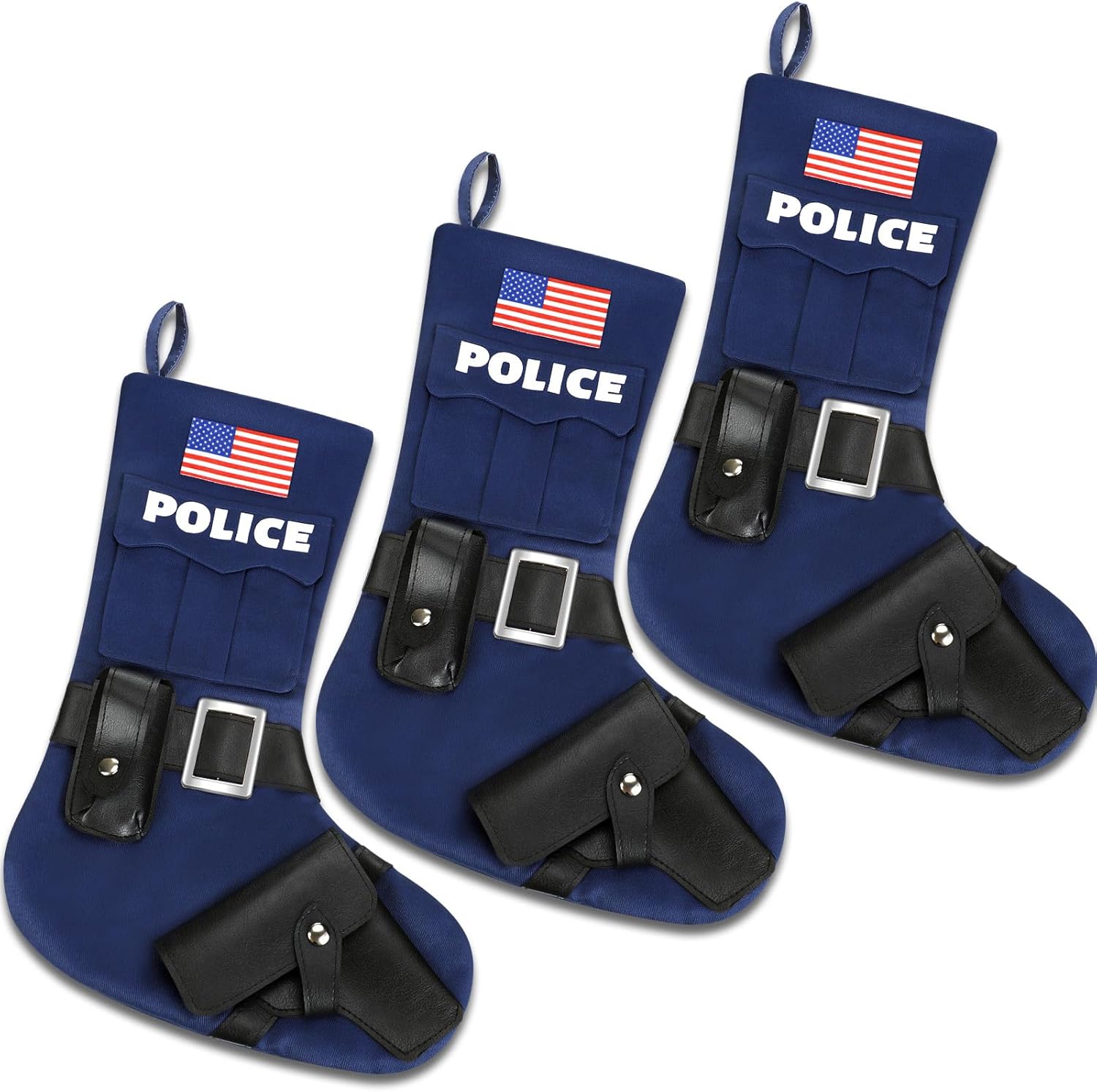 Silicherry 3 Pcs Police Christmas Stocking Police Officer