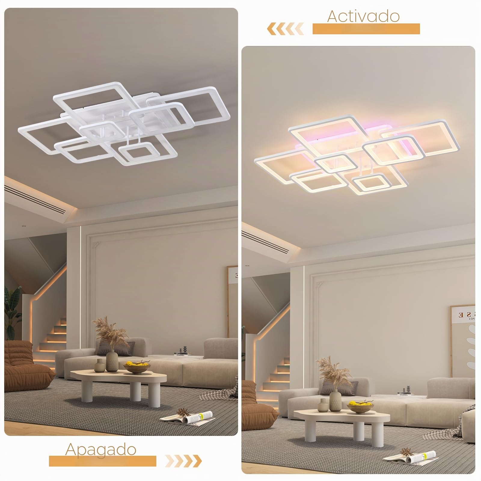 Regulable Plafones Para Techo Led 100W,Lampara Cocina de Bajo Consumo,Blanco Lampara Techo con Control Remoto,Moderno Plafon Led,Lamparas Salon 8 Luces,Plafon Cocina 3000-6000K