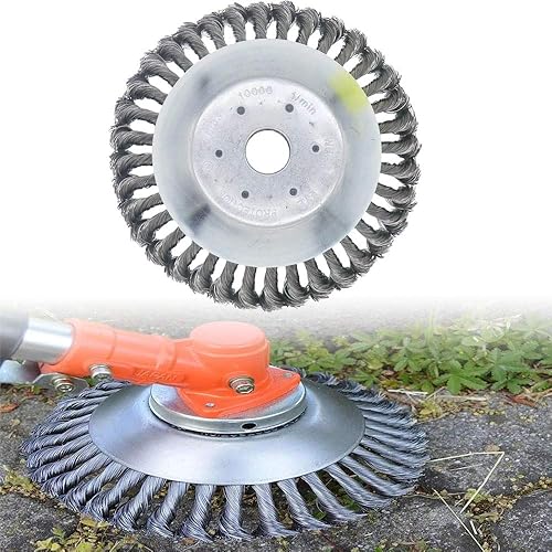 Miniatura 5 de Cabezal cortador de cepillo de alambre resistente de 8 pulgadas con kit adaptador para recortadoras de cuerdas, eliminación de óxido, cortacésped