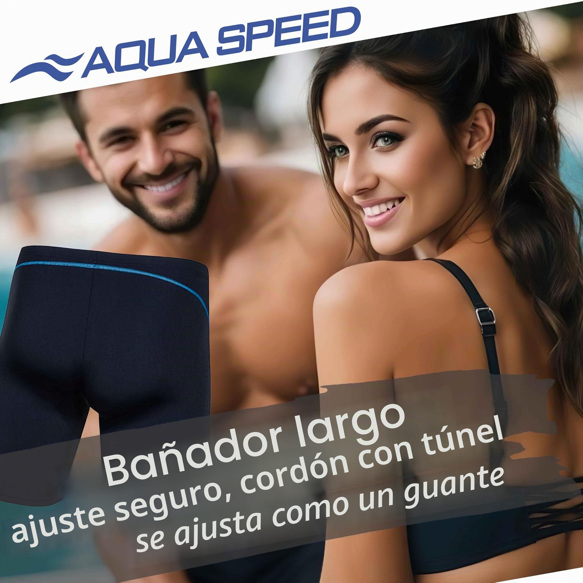 Aqua Speed - Set - Bañador de Hombre Blake REVO | Jammer | Protección UV | Resistente al Cloro