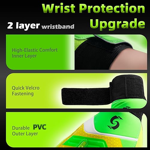 Miniatura 3 de Sportout Guantes de portero para niños, guantes de fútbol con doble protección de muñeca y material de látex antideslizante resistente al desgaste
