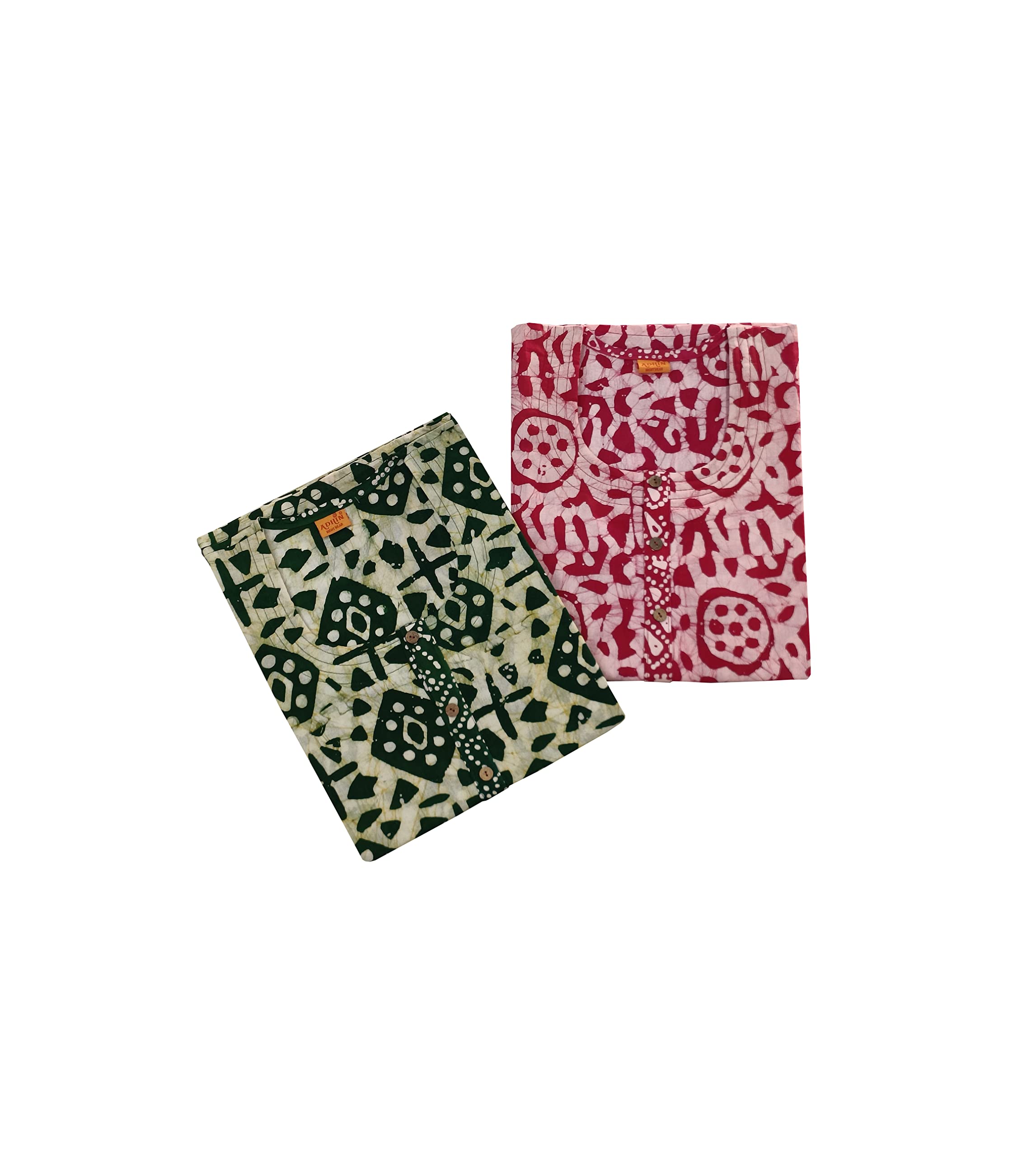 adhin Women’s Cotton Hand Made Wax Batik Nighty Maxi Pack of 2 MX251 Multi Colored-picture-36